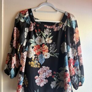 Papermoon Black Multicolor Floral Blouse